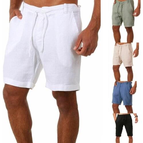 2021 Mens Shorts Casual Lace-up Sweatpants Shorts Solid Color Summer Cotton And Linen Shorts Casual Trunks Fitness Trousers