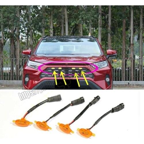 NEW For Toyota RAV4 2019-21 Front Grille LED Light Raptor Style Grill Trim Cover 4PCS car accessories