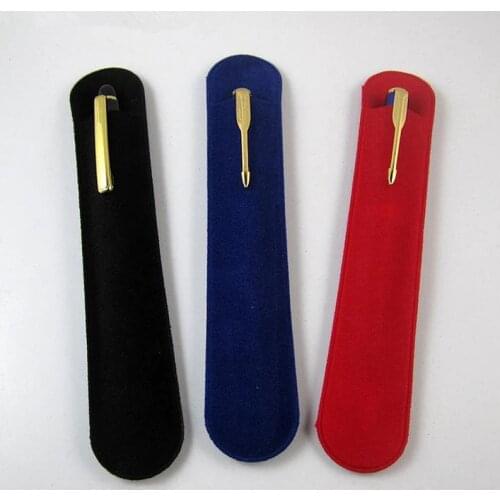 Wholesale 50pcs Black Oval velvet pen pouch velvet bag pen box pen bag suede pen sleeve for school &office