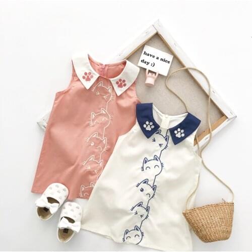 2 3 4 5 6 Years Toddler Girls Dress Fashion Embroidery Sleeveless Princess Dress Kids Shirt Dress 2020 Summer Baby Kids Clothing