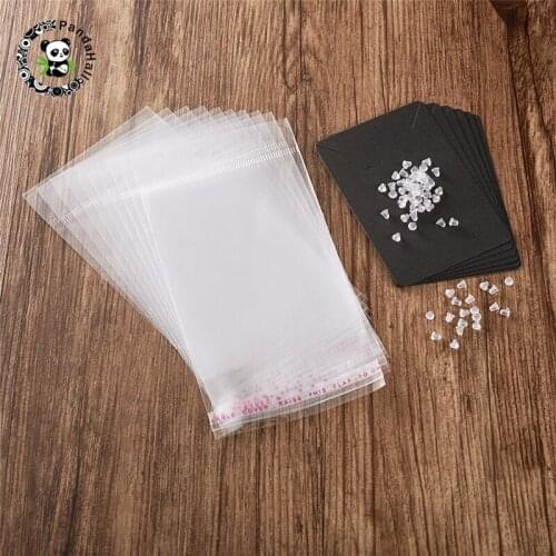 Pandahall 1Set Earring Display Cards OPP Cellophane Bags Plastic Ear Nuts Cardboard Packaging Paper Card for Jewelry Accessories