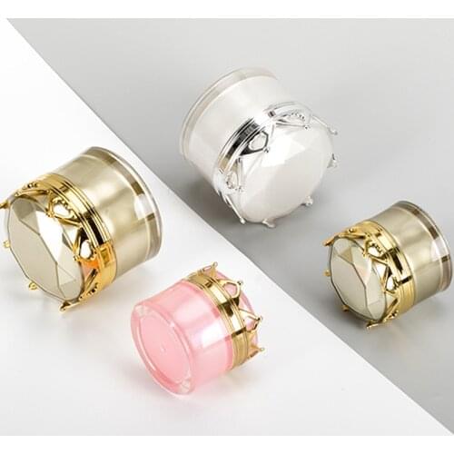 Crown Plastic Acrylic Sample Pot 5g 10g 15g Empty Nail Polish Gel Eye Face Cream Lashes Eyeshadow Jars for Girls Beauty 20pcs