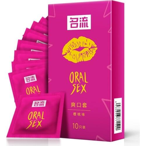 10Pcs Cherry Flavor Natural Latex Condoms Safe Contraception Sex Toys for Men Oral Sex Condom Ultra Thin Large Penis Sleeve Blow