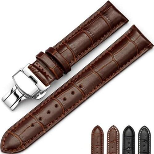New Genuine Leather16 18 19 20 21 22 24 mm Watche Band strap Belt Watchband Folding Clasp / Buckle + Tool