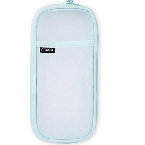 ANGOO Grid Mesh Pen Pencil Case With Zipper Clear Makeup Color Pouch Cosmetics Bag Multi-Purpose Organizer