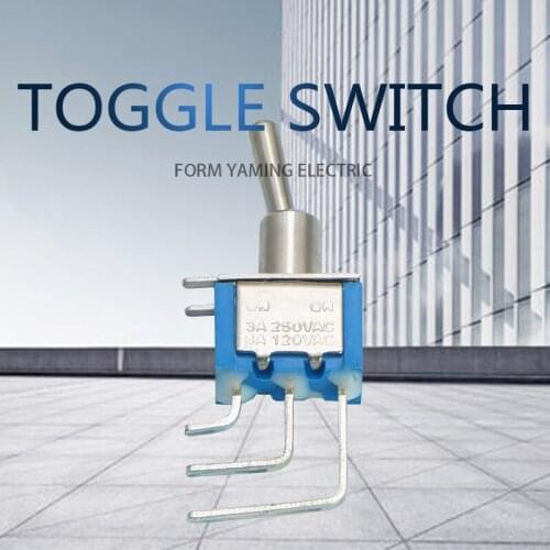 10pcs Blue Toggle Switch MTS102C4 Three Pins 6mm 3 Foot Two Positions 6A/120VAC 3A/250VAC Corner