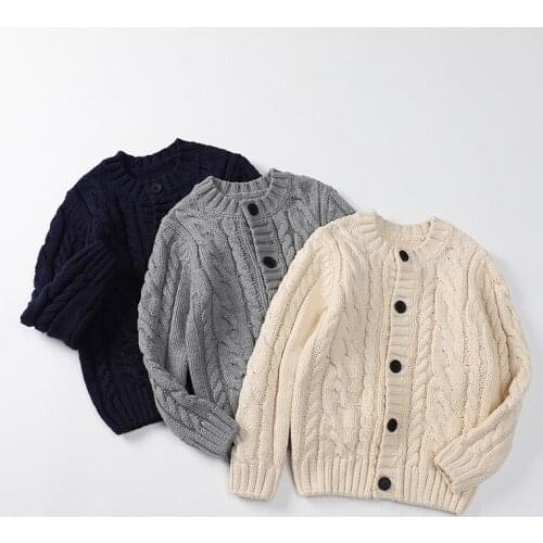 3-9T Warm Thick Cardigan Sweater For Boys Winter Clothes Toddler Kid Long Sleeve Casual Plain Knitwear Knit Coat Outwear Outfit