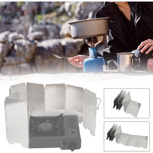 Outdoor Camping Stove Windshield Portable Folding Camping Windscreen With Carry Bag Windproof Baffle For Picnic Cassette Stoves