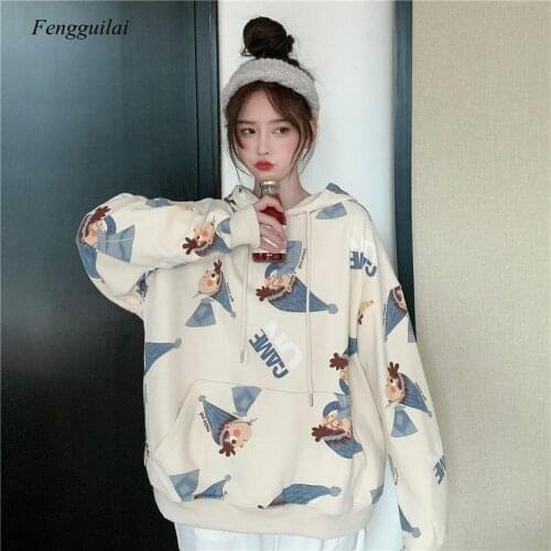 Thickened Autumn and Winter 2021 New Korean Loose Style Long Sleeve Female Student Hoodies