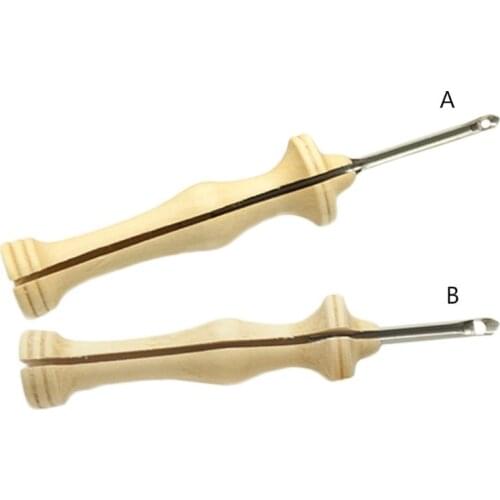 Knitting Embroidery Punch Threader Needle Pen Side Slit Sewing Accessories DIY Wooden Handle Weaving Tool Craft
