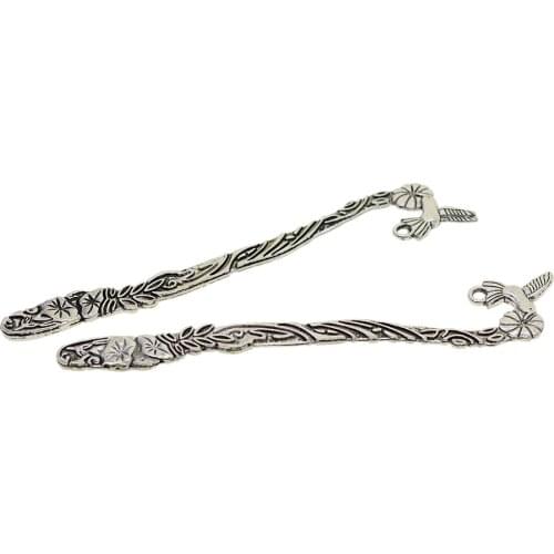 Phenovo 6 Pieces High Quality Bookmark, Tibetan Silve Plated with Loop 123mm / 5' for Beading Jewelry Making Pendant DIY Craft