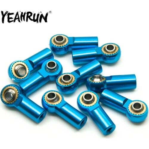 YEAHRUN 10pcs Blue Aluminum M3 Link Rod End Ball Joint CW Style for 1/10 RC Crawler Car Truck Buggy Crawler