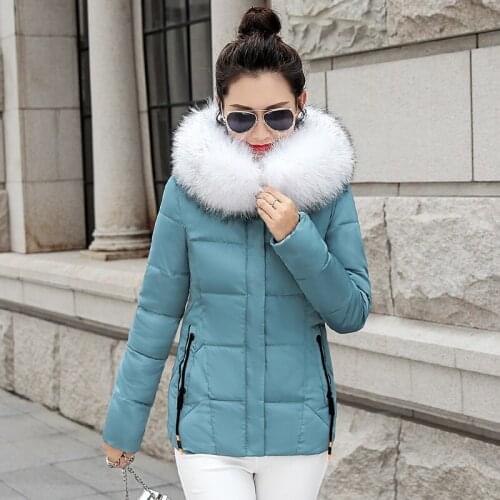 Womens jacket 2020 Autumn Fake fur collar Parka down cotton jacket short Winter Jacket Women thick Snow Wear Coat Lady