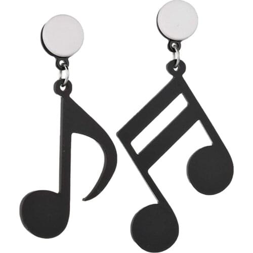 Women Ladies Musical Note Element Earrings Girls Vintage Asymmetric Creative Acrylic Metal Plating Beauty Earring Кольцо Женское
