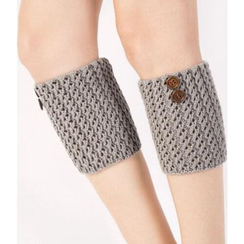 Women Girls Winter Leg Warmers Down Cuffs Boot Socks Crochet Leg Warmers Button Short Knit Leg Warmers