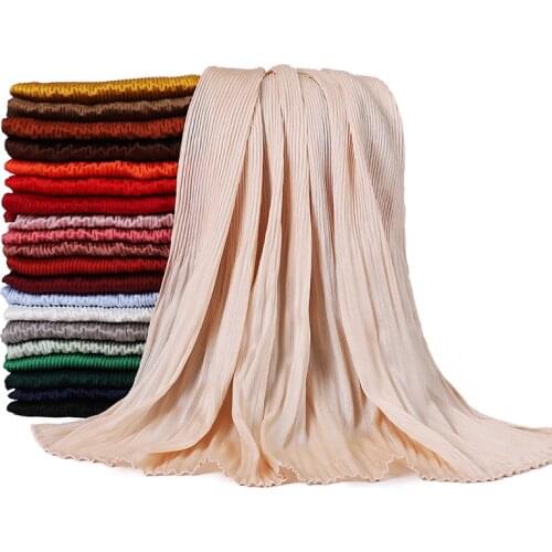 Plain crinkle Chiffon hijab scarf women muslim wrinkle head scarf shawls and wraps headband foulard femme pleated turban scarves