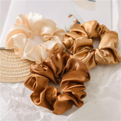 1PC Satin Silk Solid Color Scrunchies Women Girls Hair Accessories Ponytail Holder Hair Ties Elastic Hair Bands 2020