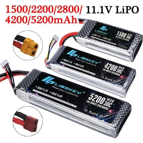 11.1V RC LiPo Power Battery 1500 2200 3000 4200 5200 6000mAh 30C For RC Airplane FPV Drone Quadrotor Car Trucks toys Parts