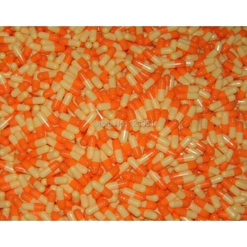2# 5,000pcs! Orange-Light yellow colored empty capsules 2#,hard gelatin empty capsules(joined or seperated caspules available!)