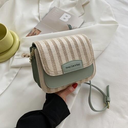 2021 Summer New Style Casual Trend Woven Bag Fashion Contrast Color One-Shoulder Messenger Bag Holiday Beach Bag