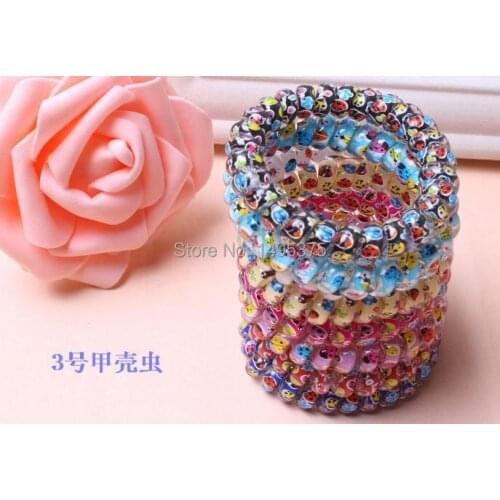3000pcs/lot dot Telephone Wire Line Hair Ring Colored Elastic Hair Bands