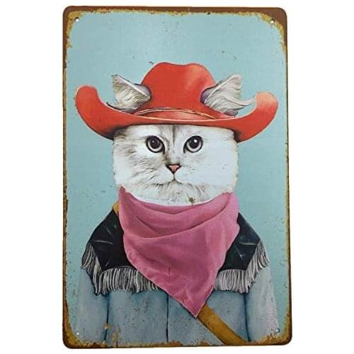 AIQIBAO metal retro tin sign decoration dog cat wall decoration family garage bar kitchen outdoor retro art sign 30 cm X 20 cm