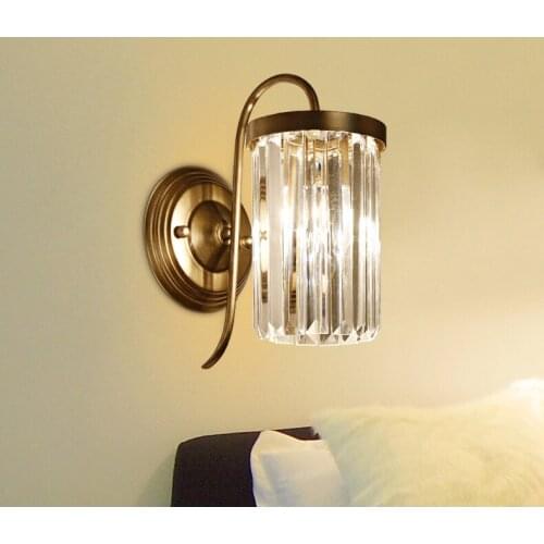 American bedside lamps wrought iron balcony corridor aisle lights entrance wall simple European crystal wall lamp