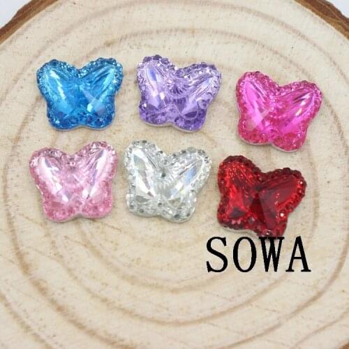 Free Shipping Fashion 24pcs/lot Size 17*13.5mm Multicolor Lovely Butterfly Shape Flatback Resin Beads For DIY Decoration