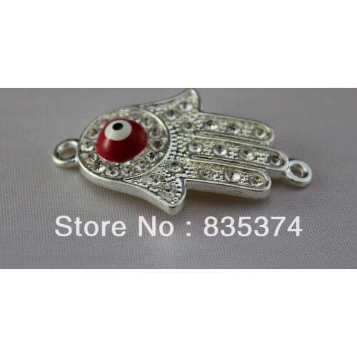 Free shipping ! wholesale hand shape crystal evil eye connector for bracelet making