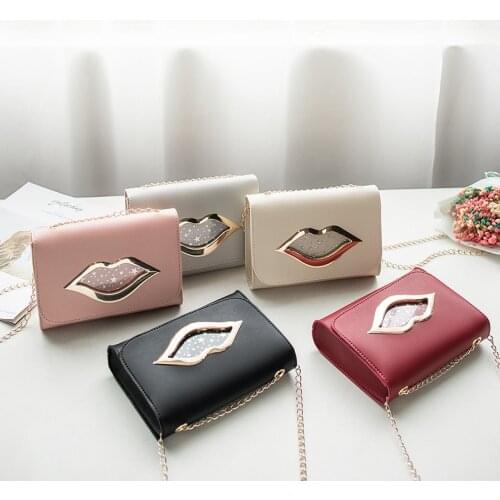 Brand Fashion Big Lips Shoulder Bag for Women 2020 Shiny Stars Leather Change Purse Female Crossbody Messenger Chain Bags Ladies