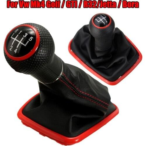 5 Speed Red Car Gear Shift Knob Lever Shifter Gaitor Boot For Volkswagen VW 1999-2004 Golf 4 IV MK4 GTI R32 For Bora Jetta MT