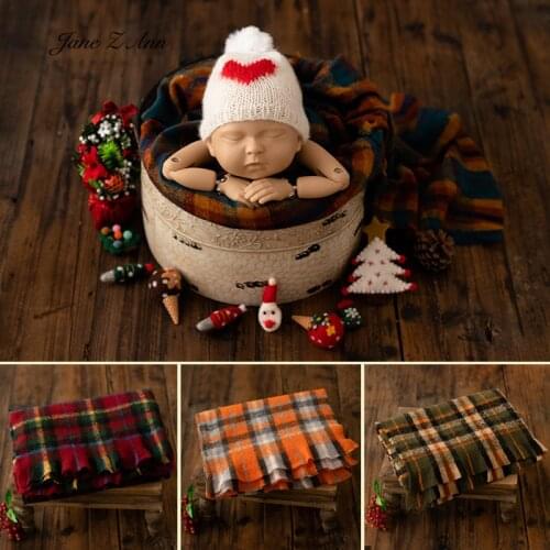Photography of children multi-colors plaid blanket new year Christmas holiday newborn baby props studio shooting accessories