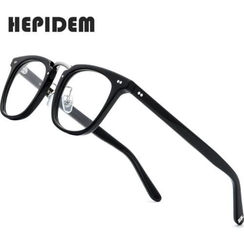 HEPIDEM Acetate Optical Eyeglasses Frame Men 2020 Square Myopia Optical Glasses Women Nerd Prescription Spectacles Eyewear 9126