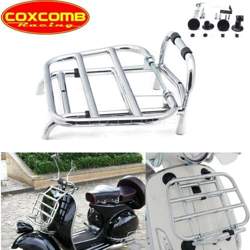 Chrome Motorcycle Front Luggage Rack Bracket Shelf Carrier Support For VESPA Sprint 150 2017 Primavera 150 2015-2019