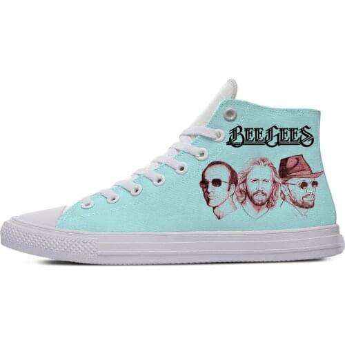 Rock Band Gees Hot Bee Cool Fashion Funny Casual Cloth Shoes High Top Breathable Lightweight Sneakers 3D Print For Men Women