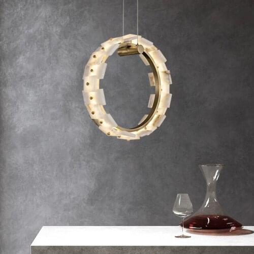 All-copper marble chandelier modern luxury new Chinese creative designer hotel restaurant small living room