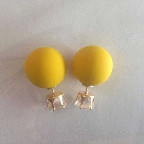 New Fashion Jewelry Double Side Crystal 16MM Pearl Frosted Matte Stud Earring Gift For Women Girl Mix Color