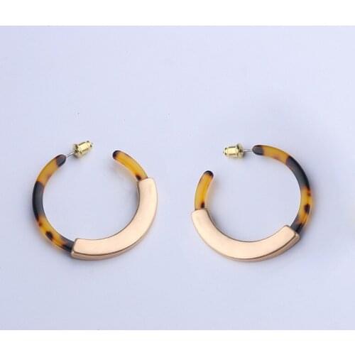 Fashion Bohemia Acrylic Acetate Hoop Earrings for Women Vintage Leopard Print Circle Hoops Alloy Earring Jewelry Female