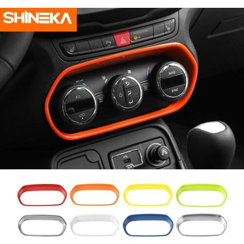SHINEKA Interior Mouldings for Jeep Renegade 2015-2018 Air Conditioning Switch Decoration Fame Cover Stickers For Jeep Renegade