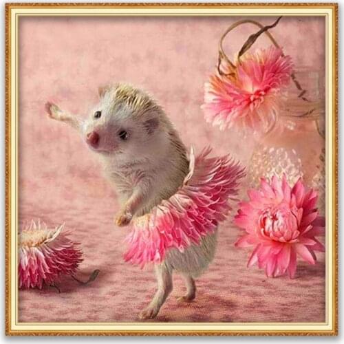 Animal Hedgehog DIY Embroidery Cross Stitch 11CT Kits Craft Needlework Set Cotton Thread Printed Canvas Home Decoration Design