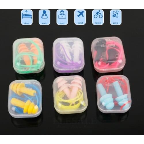 6-Pairs/Pack Color Anti-noise Soft Silicone Earplugs With Rope Case For Sleeping Work Noise Insulation Kids/Adult Ear Protector