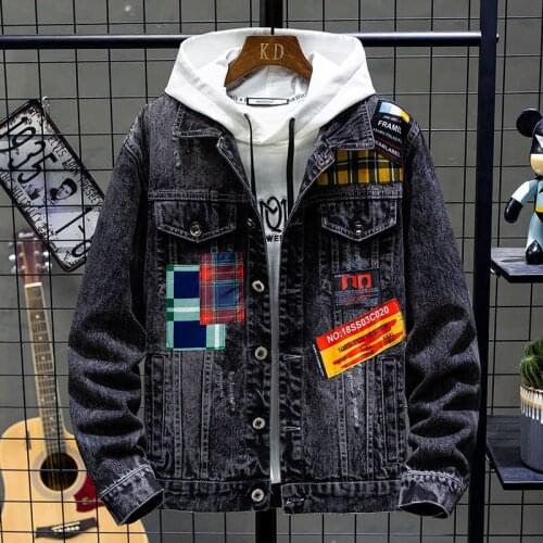 New 2020 Fashion street hip hop ripped hole patch teenagers denim jacket male cowboy brand hole classic youth male jacket