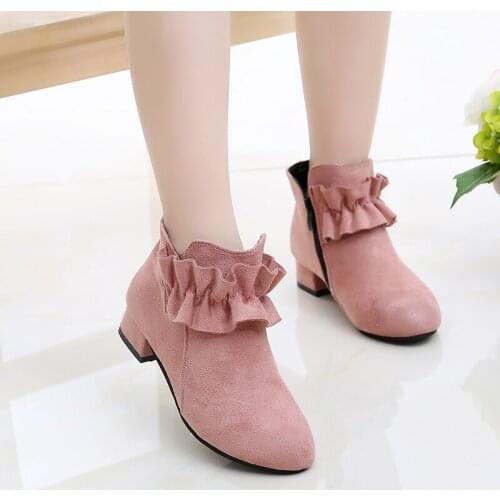 New childrens high heels suede princess boots warm single boots Childrens shoes fashion girls boots spring and autumn 2020