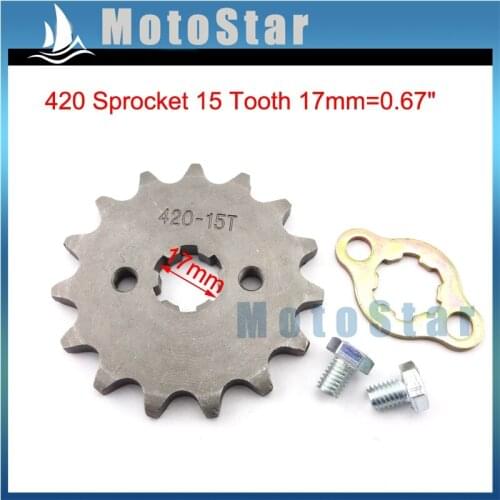 420 15 Tooth 17mm Front Chain Sprocket Gear For ATV Quad Pit Dirt Trail Bike 50cc 70 90 110cc 125cc 140cc 150cc 160cc