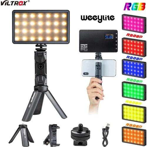 Viltrox Weeylite RB08P RGB LED Light Full Color Output Camera Video Lamp Kit 2500K-8500K Dimmable + Tripod Bi-Color Panel Light