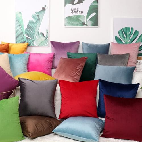 European Style Luxury Silk Velvet Cushion Cover Sofa Bed Simple Pure Color Throw Pillow Covers Smooth Velvet Decorative Pillows