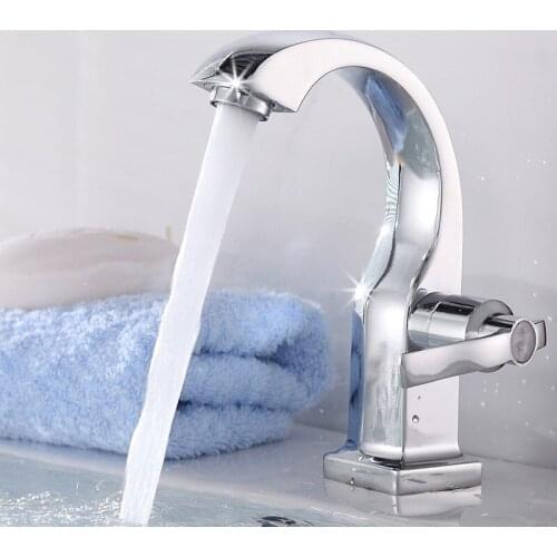 Modern Bathroom Basin Faucet Single Cold Water Tap Single Handle Sink Wash Basin Tap Deck Mounted Kitchen Vanity Sink Faucet