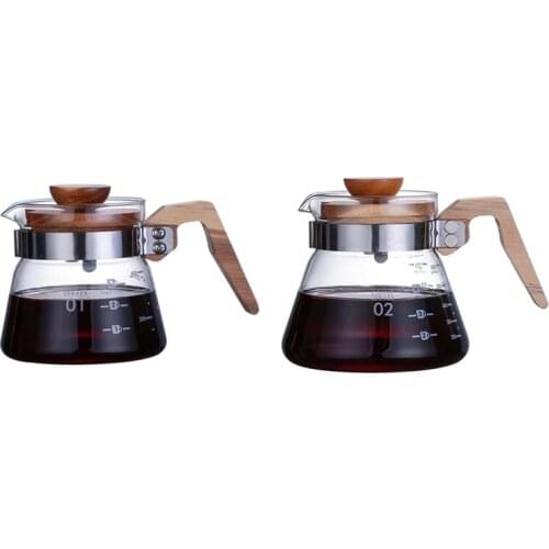 Heatproof Coffee Pot, V60 Coffee Kettle,Percolator with Wooden Handle