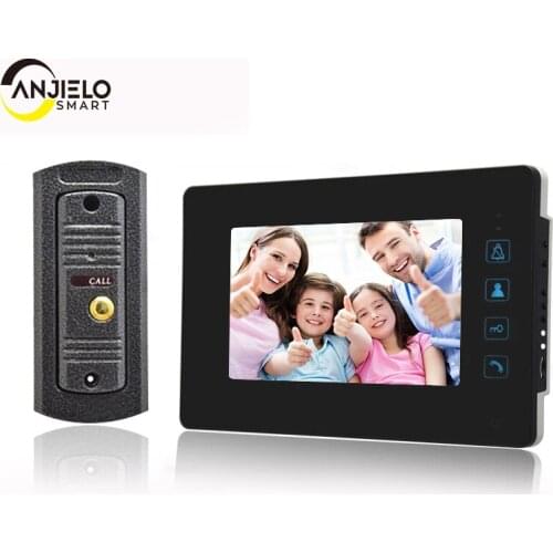 AnjielaSmart 7 inch LCD Video Doorbell Door phone Record Intercom System Infrared Night Vision Camera with 16GB TF Card