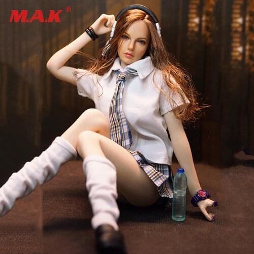 1/6 Scale Female Student Clothes Set Shirt Tie Plaid Skirt Stockings for 12 inches PH UD JO Body Figures